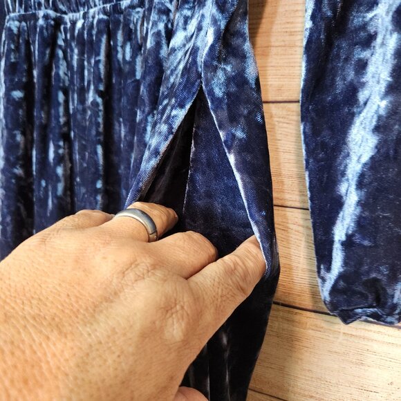 Modcloth Dress Size Small Totally Crushed It Velvet Mini Dress Velour Slate Blue - Picture 10 of 16